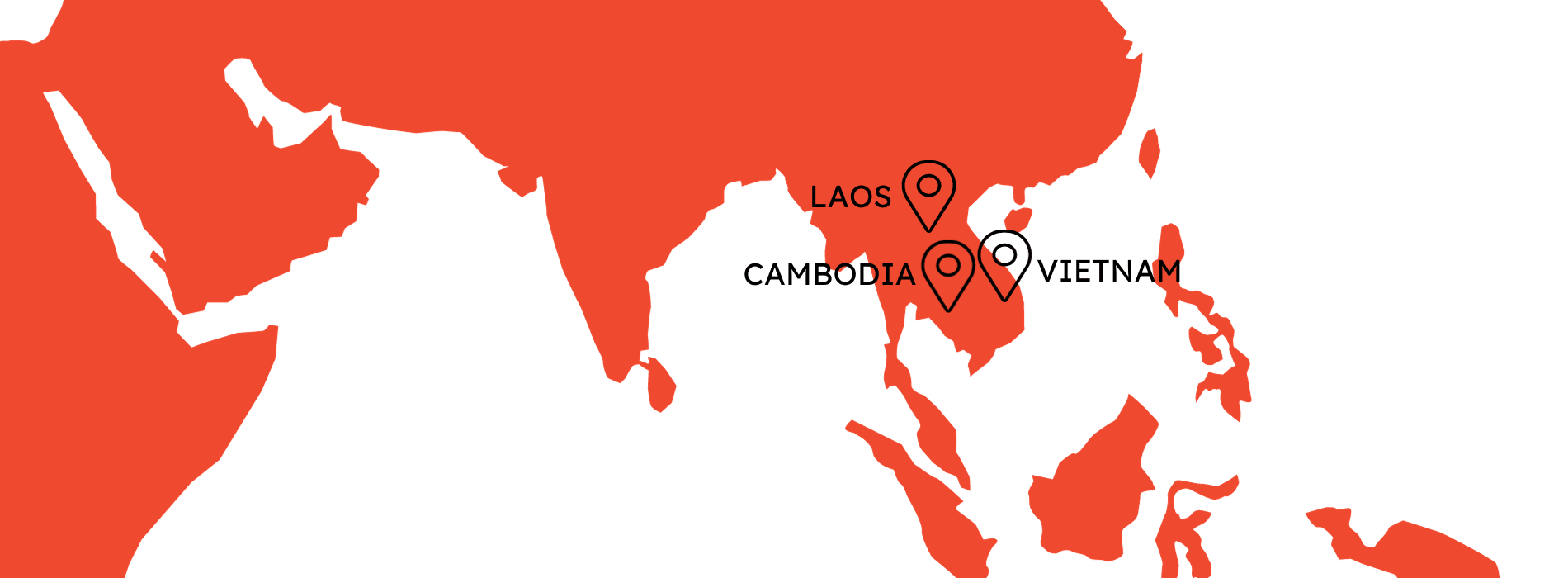 Map of VWB's work in Asia