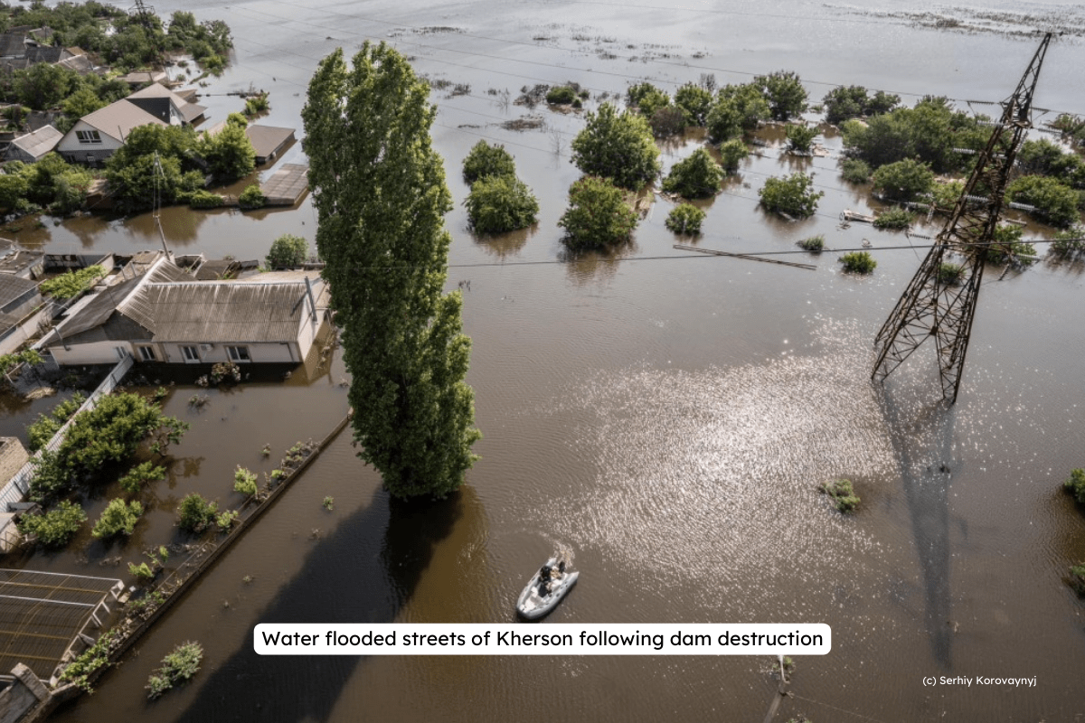 kherson flooded after dam destructio